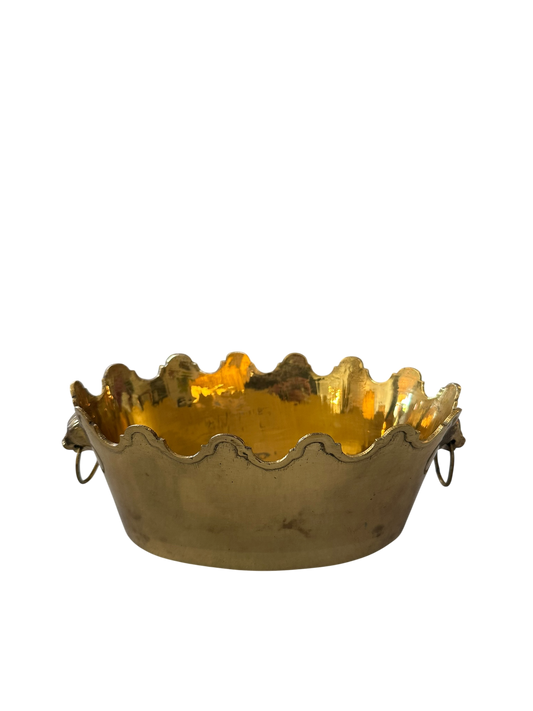 Vintage Brass Scalloped Jardiniere