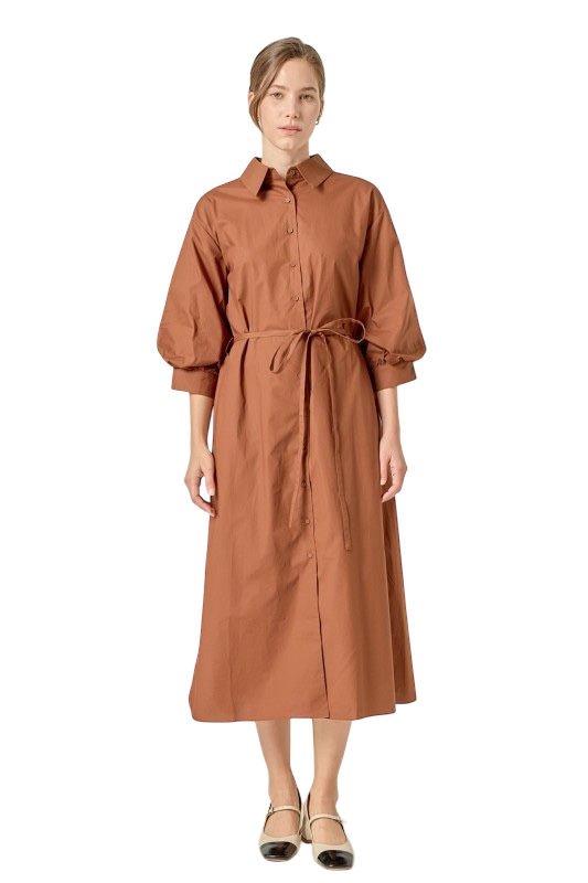 Flared Shirt Midi Dress