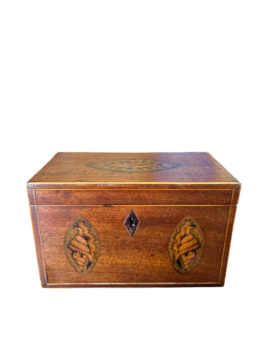 George III Tea Caddy w/ Double Shell Inlay Front c. 1790