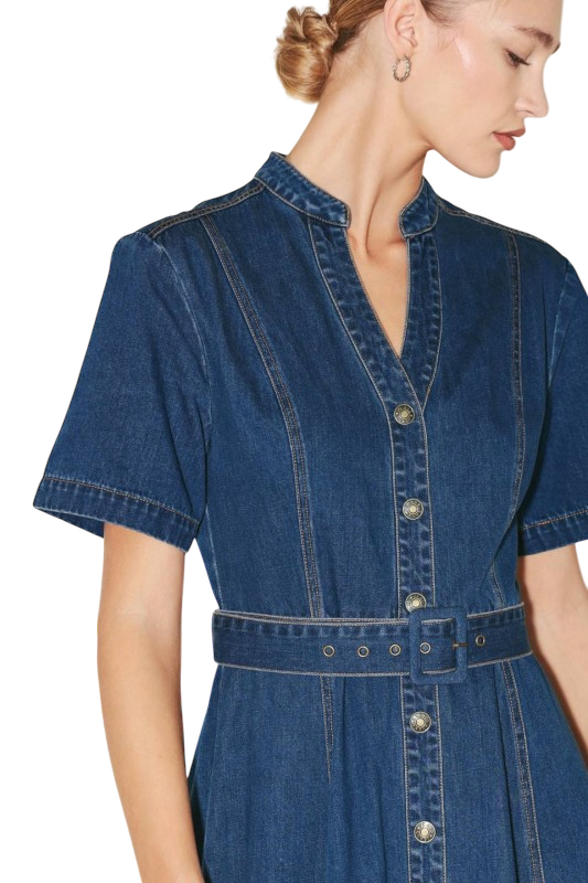 Washed Denim Midi Dress
