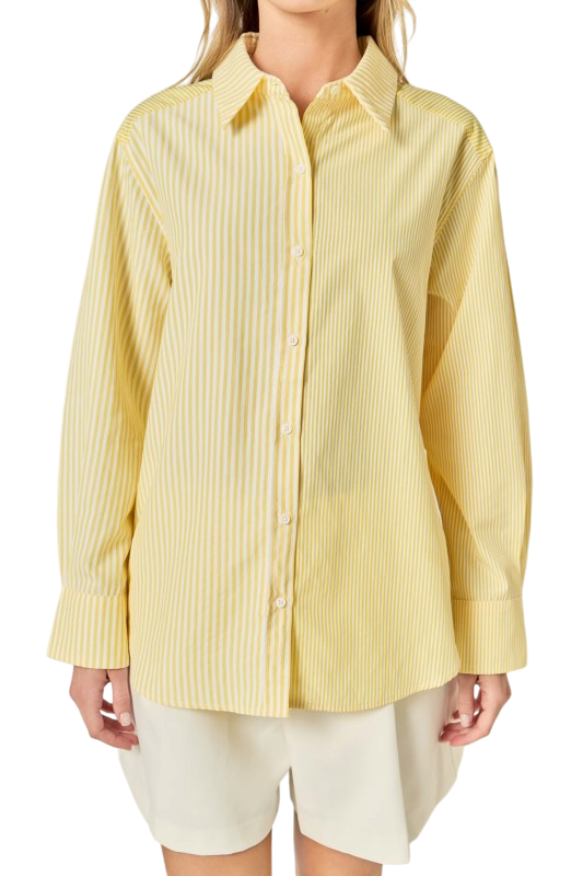Striped Yellow Button Up