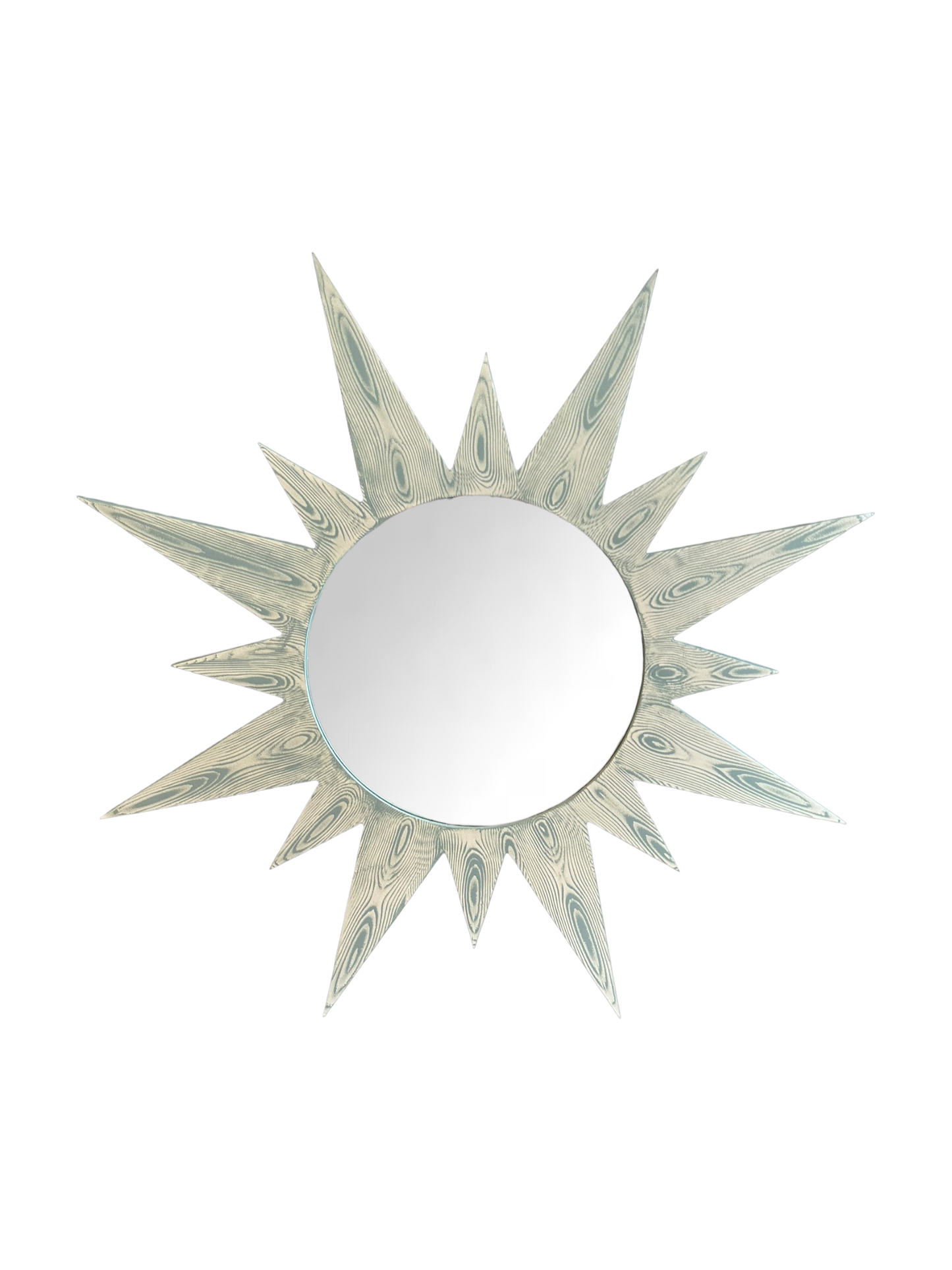 Large Bespoke Hand-Painted Sunburst Mirror in Seaglass Faux Bois