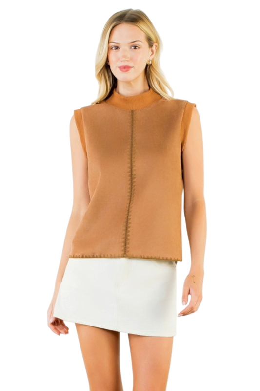 Stitch Detail Suede Top