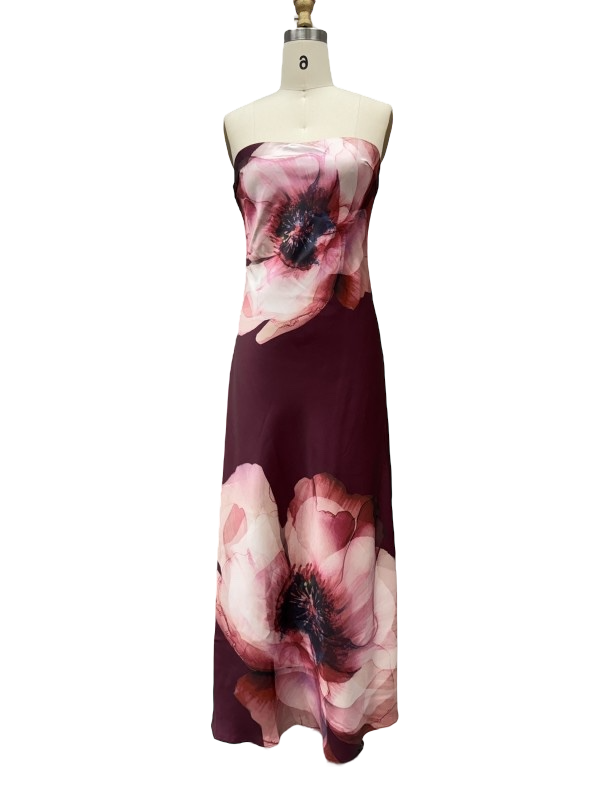 Floral Satin Maxi Dress