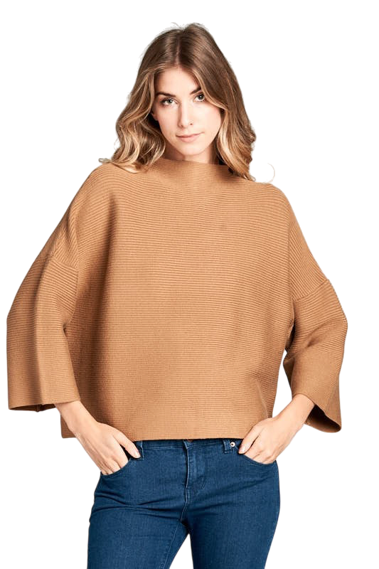 Julia Ribbed Wide Sleeve Sweater