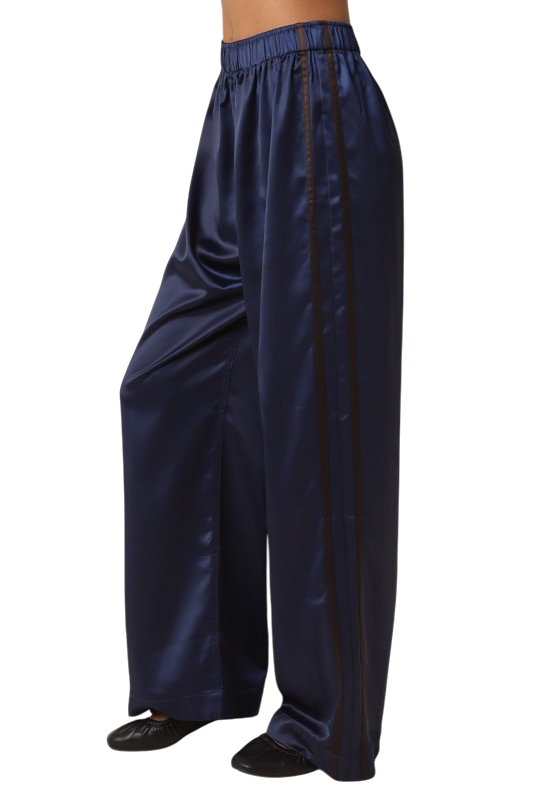 Satin Stripe Elastic Pants