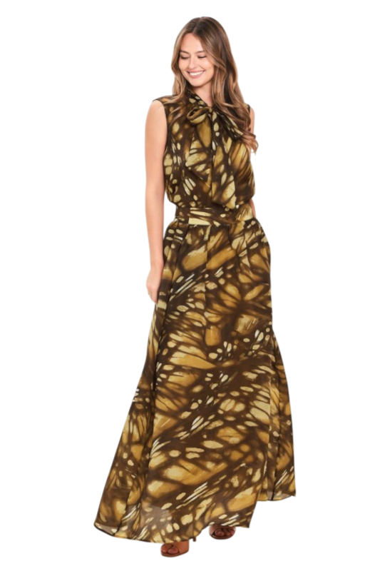 Abstract Butterfly Midi Skirt