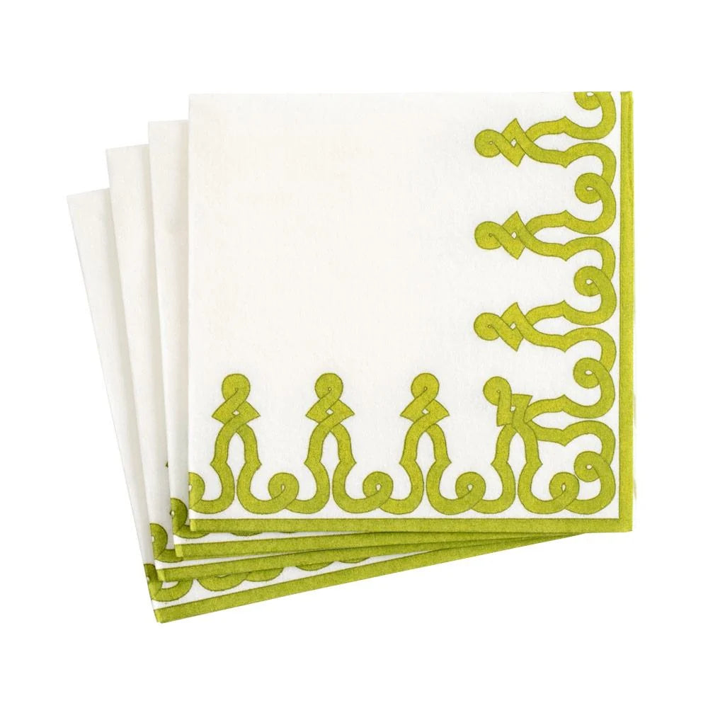 Dessin Moss Green Paper Linen Cocktail Napkin - 15