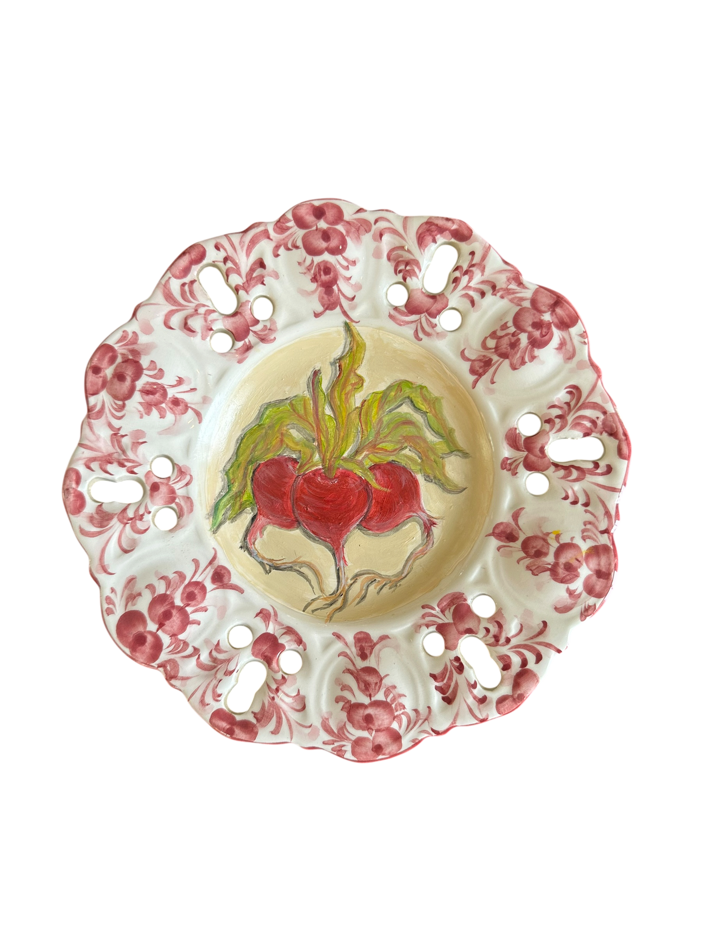 Jenn Leverett Art - Radishes on Hand-Painted Plate