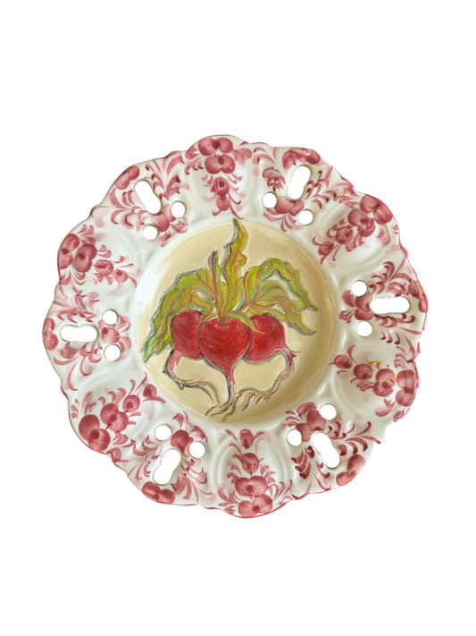 Jenn Leverett Art - Radishes on Hand-Painted Plate