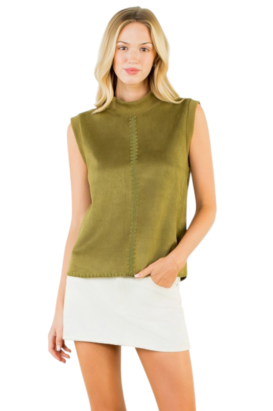 Stitch Detail Suede Top