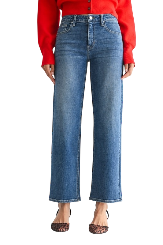 Mid Rise Slim Wide Leg Jean