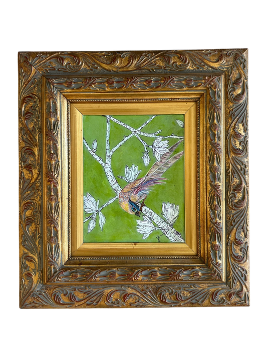 Jenn Leverett Art - Japanese Magnolia Reverse Botanical w/ Bird