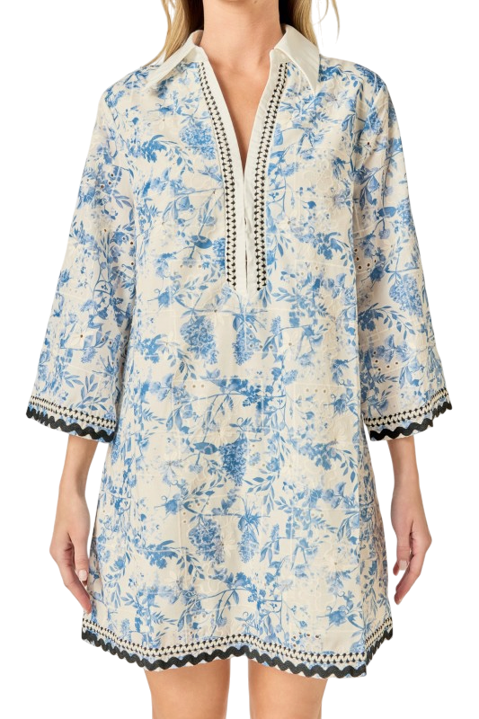 Floral Embroidery Mini Dress