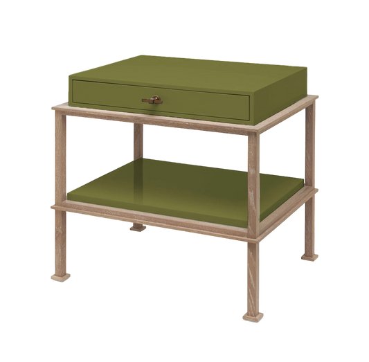 Gambrel Nightstand - Light Olive and Oak