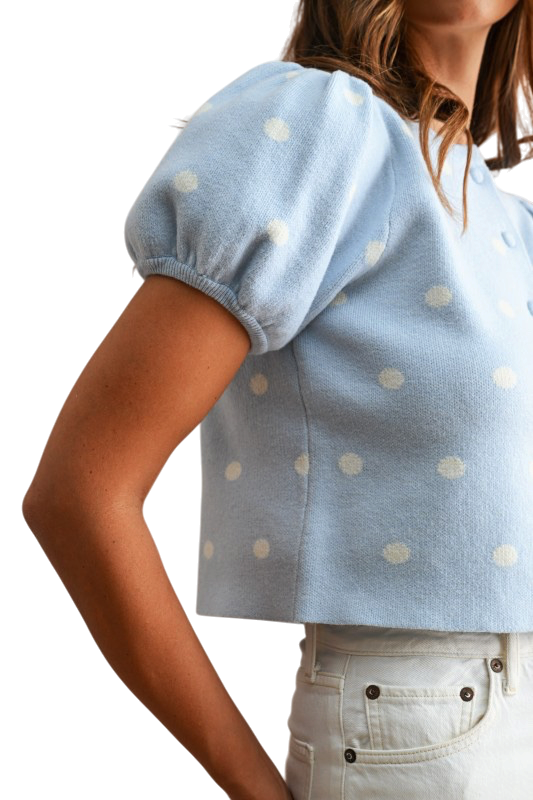 Polka Dot Knit Short Sleeve Top