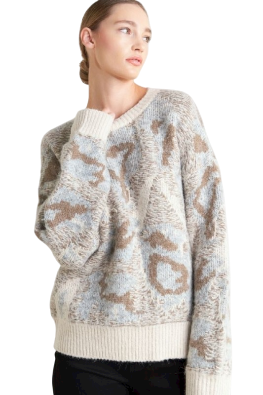 Abstract Jacquard Knit Sweater
