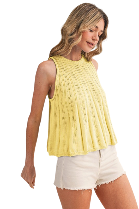 Sleeveless Sweater Knit Tank - Lemon