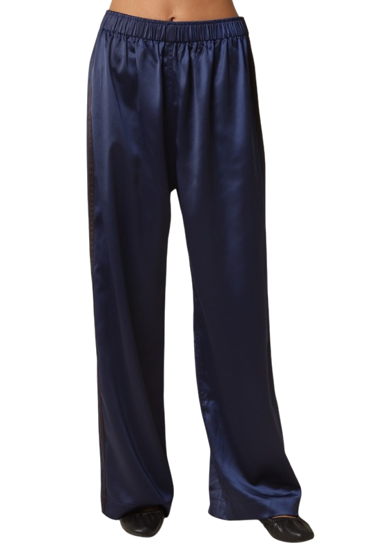 Satin Stripe Elastic Pants