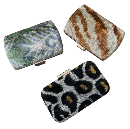 Silk Velvet Ikat Box Clutch