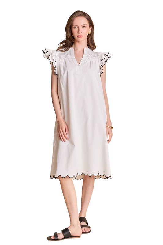 Black & White Scallop Midi