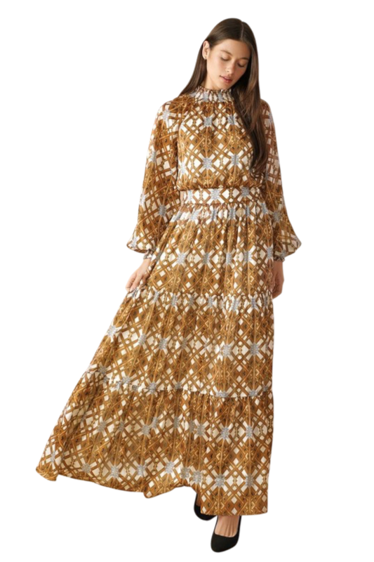 Cane Maxi Dress - Cognac