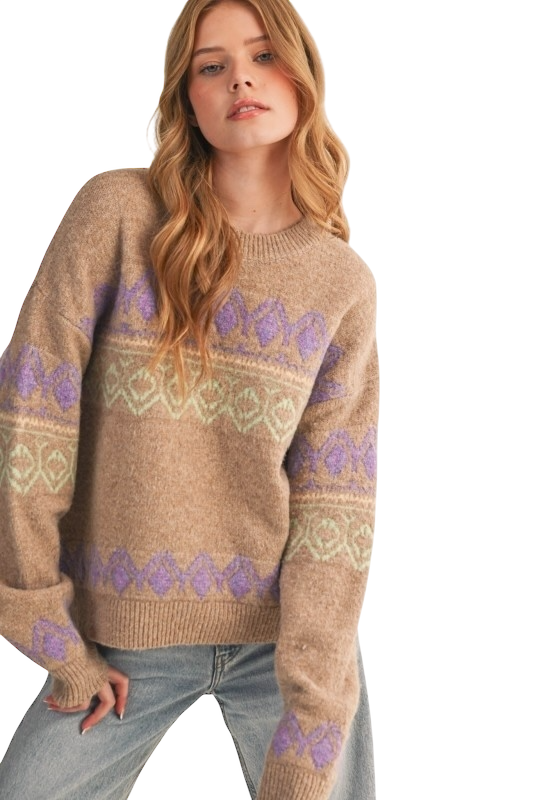 Lilac & Lime Geometric Sweater