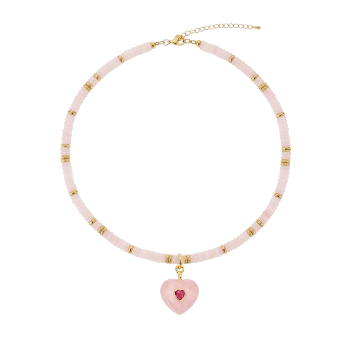 Beaded Heart Gem Necklace