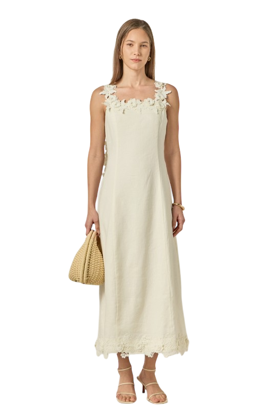 Flower Strap Detail Midi Dress