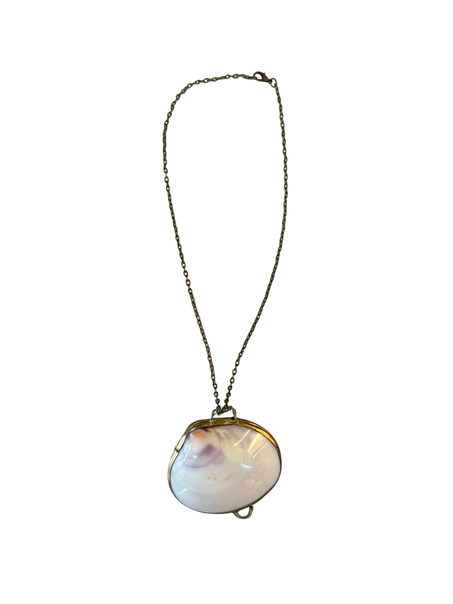 Antique Shell Pill Box Necklace