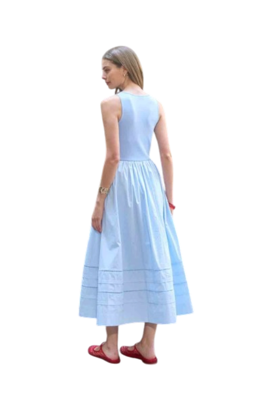 Sleeveless Mix Media Midi - Blue