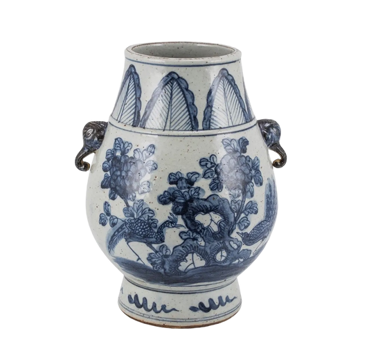 B&W Pheasant Jar with Elephant Handle