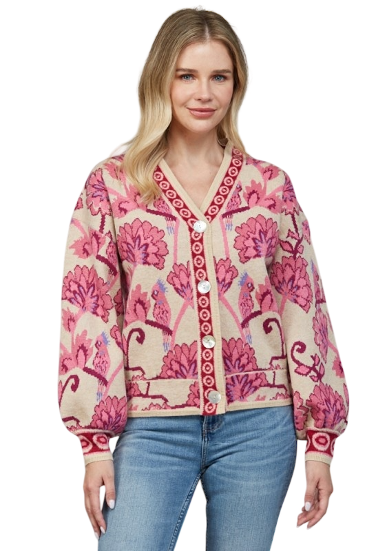 Jacquard Knit Cardigan & Skirt Set