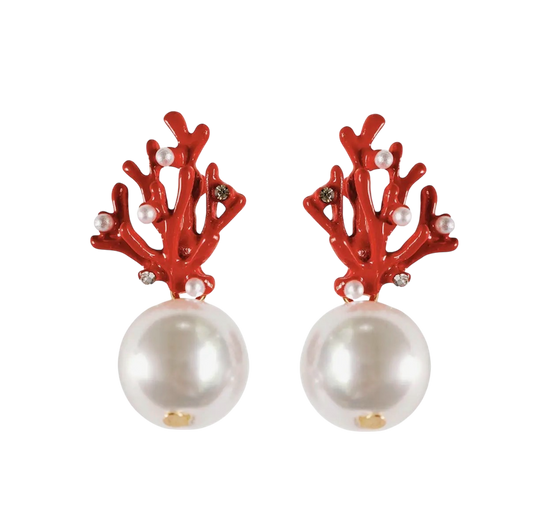 Coral Pearl Earrings