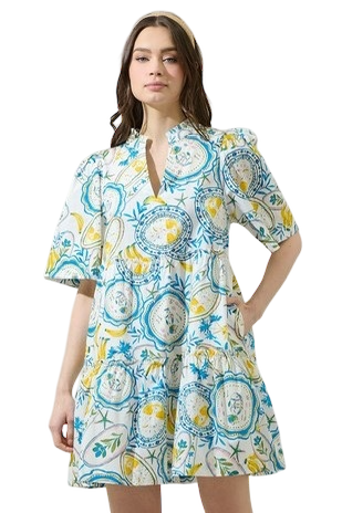 Turquoise Plates Mini Dress