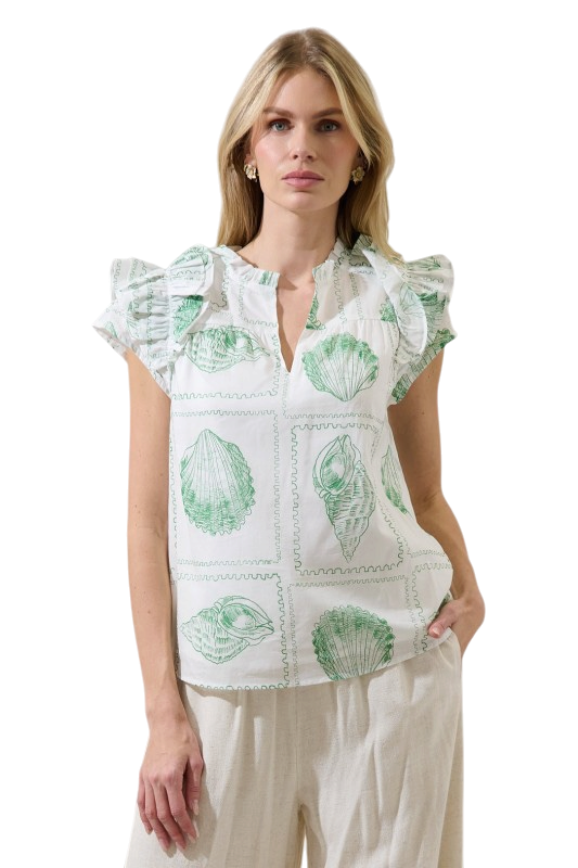 Seashell Split Neck Top