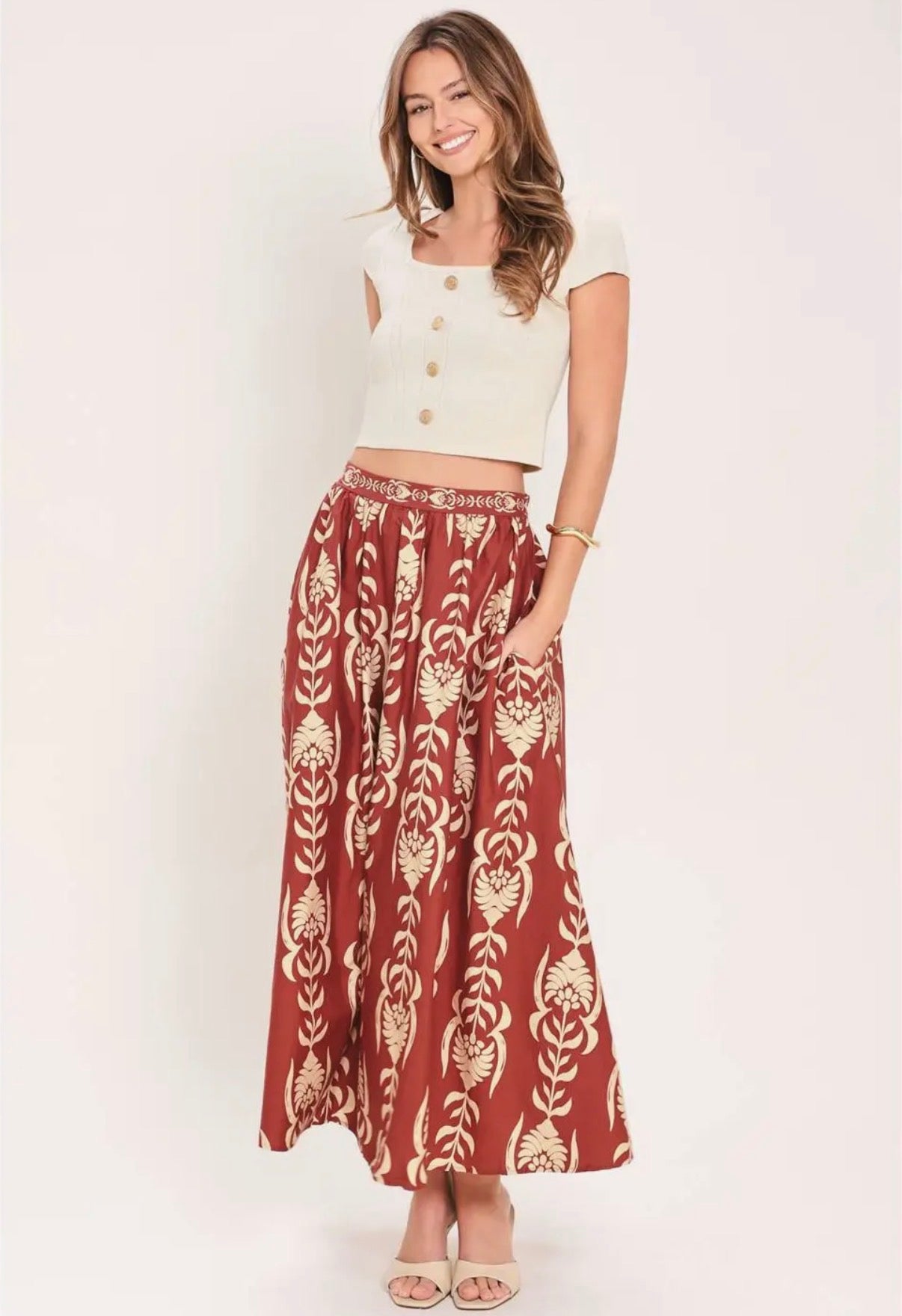 Burgundy Pattern Skirt