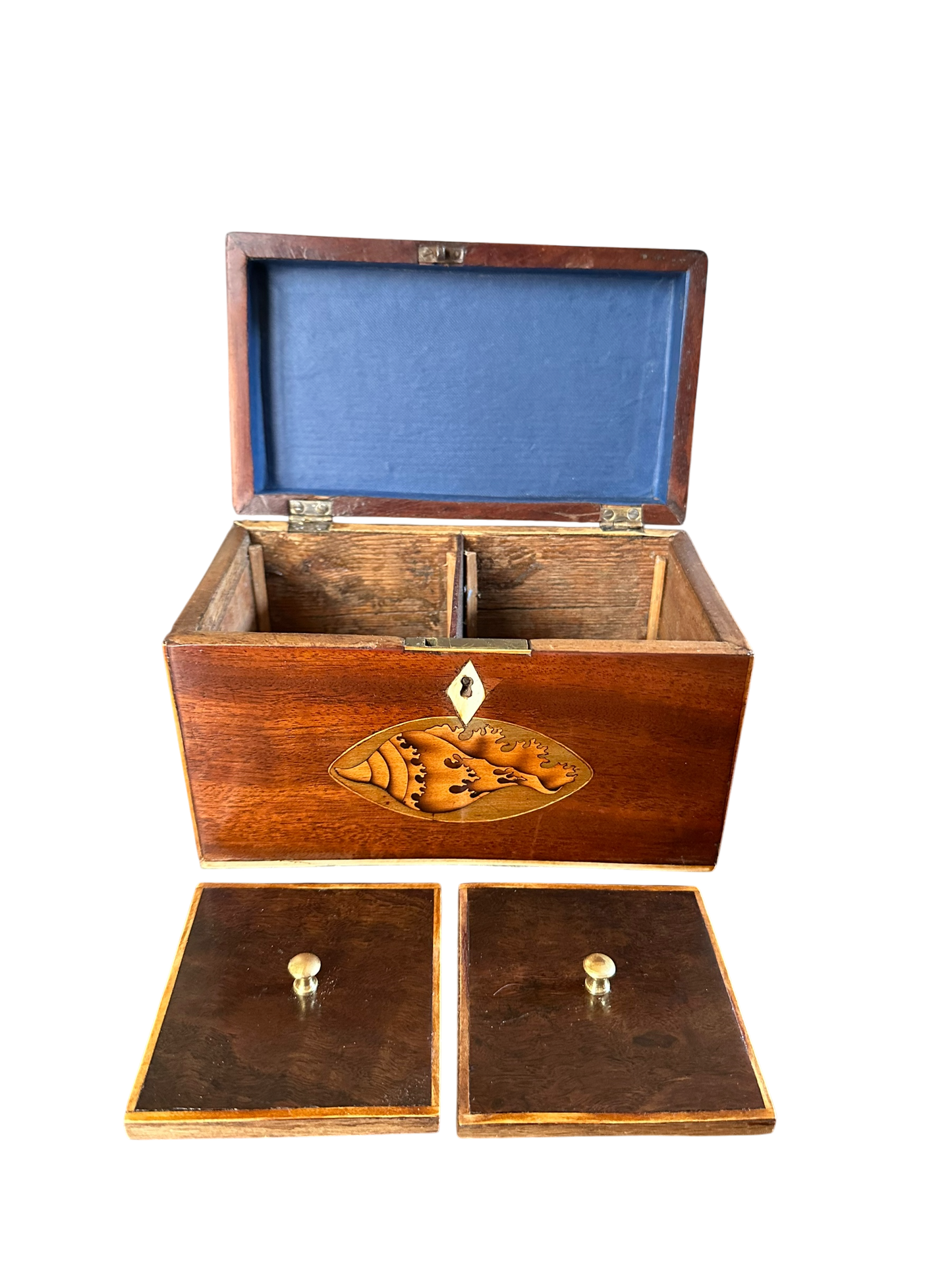 George III Tea Caddy w/ Double Shell Inlay c. 1790