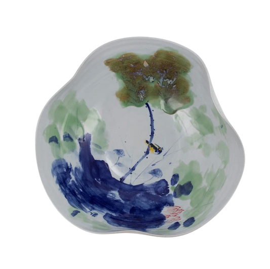 Large Swirl Bowl Blue Water Village