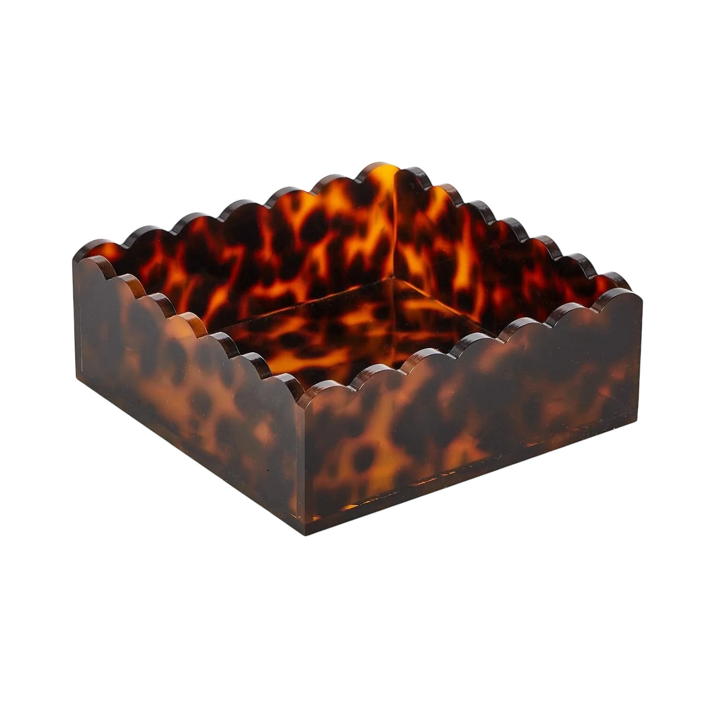 Tortoise Scalloped Acrylic Cocktail Napkin Holder