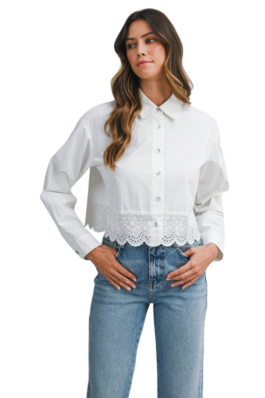 Eyelet Hem Button Down