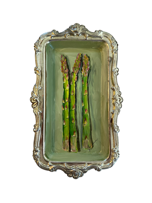 Jenn Leverett Art - Asparagus on Silver Tray II