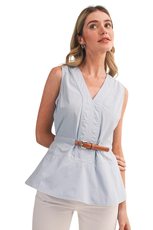 Belted Peplum Top - 3 Colors!