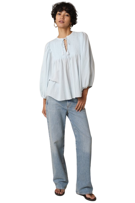 Tie Neck Linen Blouse - Two Colors!