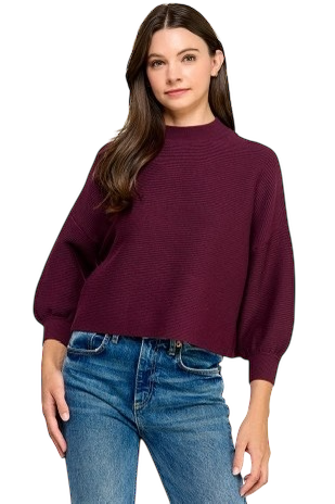 Julia Ballon Sleeve Ribbed Sweater - 3 Colors!