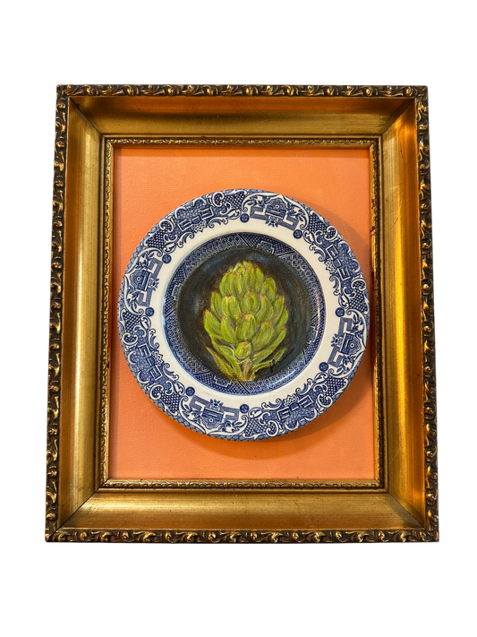 Jenn Leverett Art - Framed Artichoke on Blue Willow