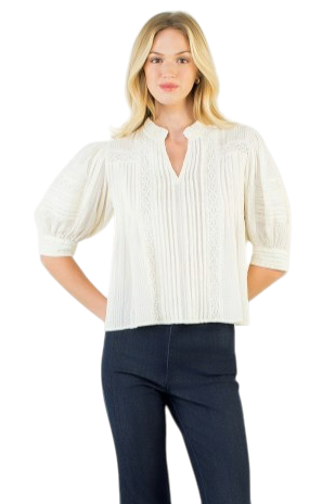 Ivory Lace Trim Top