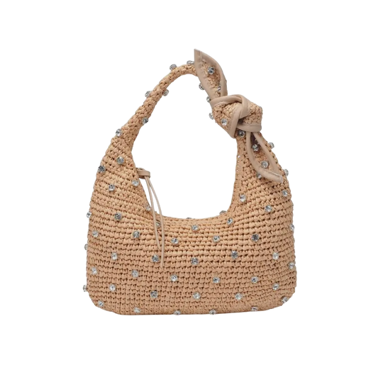 Raffia & Rhinestone Knot Bag