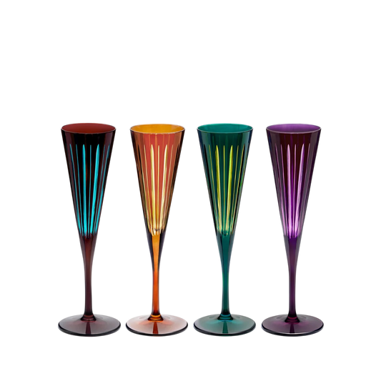 Prism Champagne Flutes - Assorted (Set of 4)