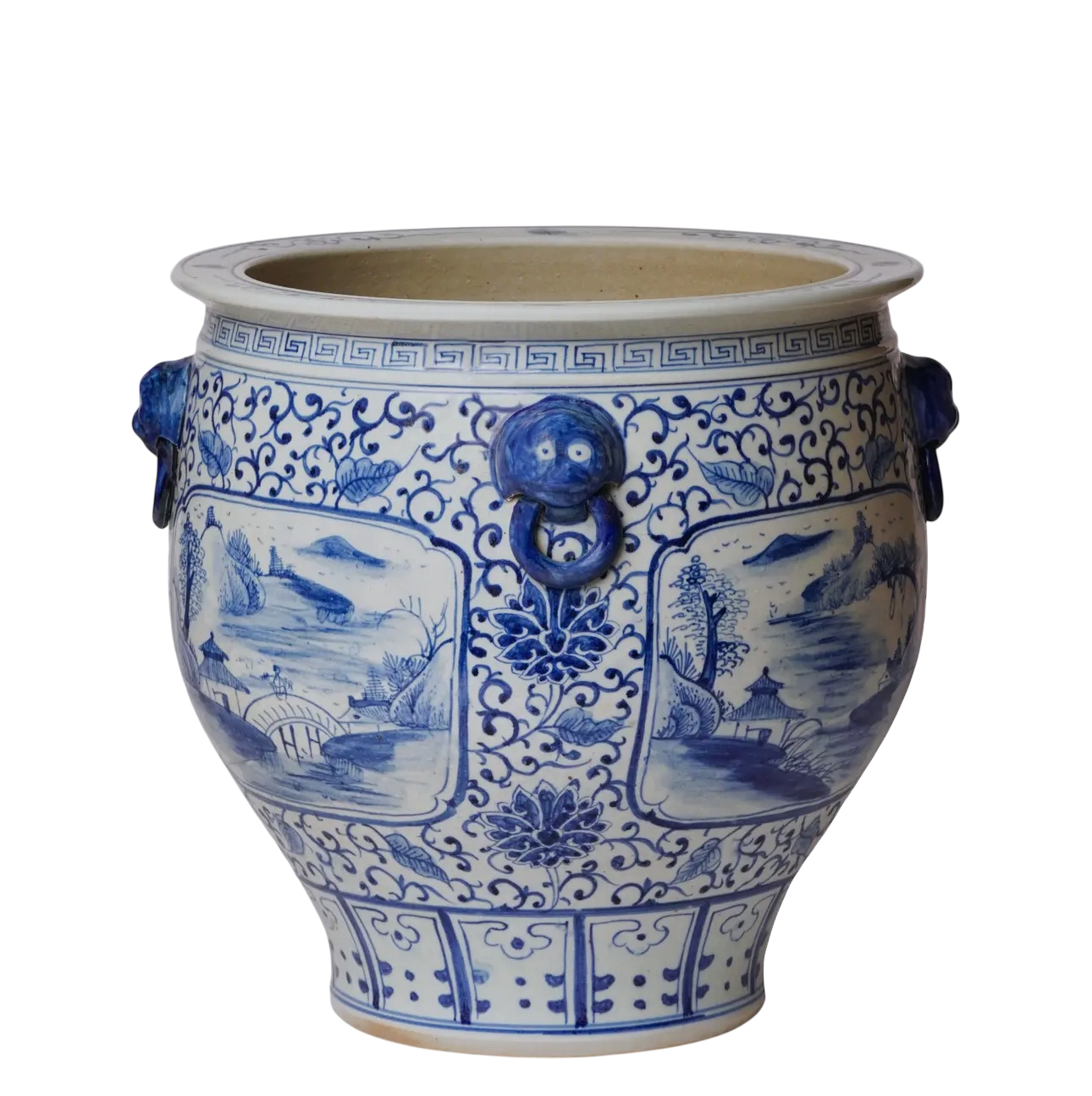 Blue & White Landscape Cartouche Planter